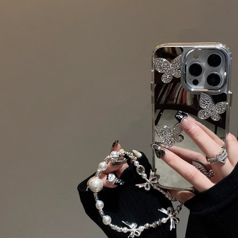 Case Decoration Phone Butterfly Mirrored / Strap Adhesive with Set