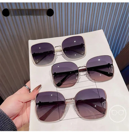 Sunglasses Set Metal Case Oversized Cleaning / Cloth Pouch Square Frame Polished