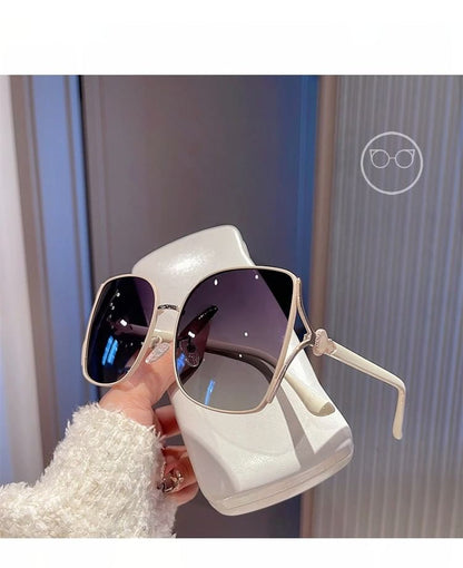 Sunglasses Set Metal Case Oversized Cleaning / Cloth Pouch Square Frame Polished