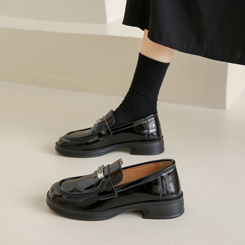 Patent Loafers Leather Platform