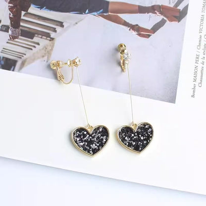 Drop Rhinestone Earring Heart
