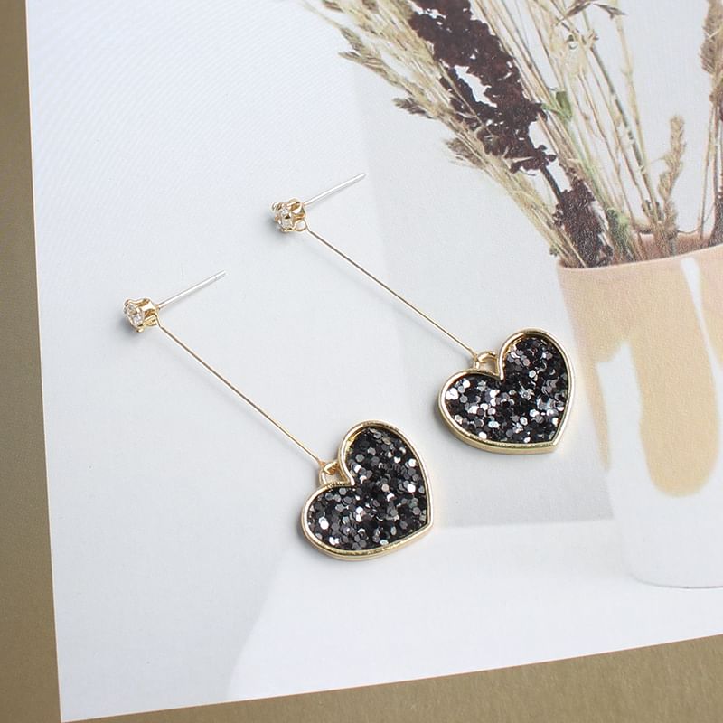 Drop Rhinestone Earring Heart