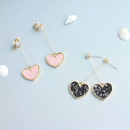 Drop Rhinestone Earring Heart