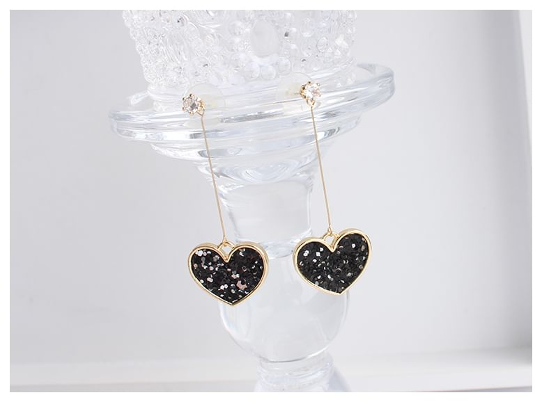 Drop Rhinestone Earring Heart