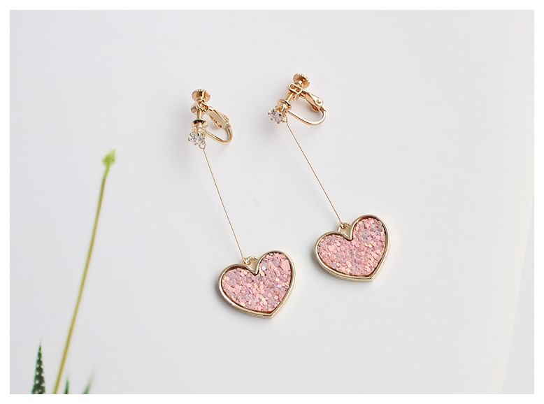 Drop Rhinestone Earring Heart