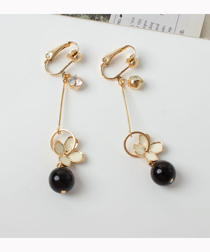 Clip-On Bead Drop Flower Earring /
