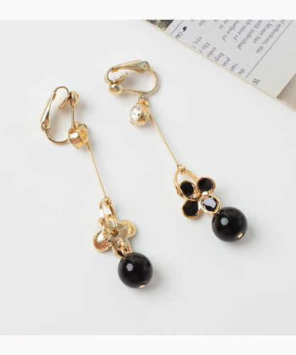 Clip-On Bead Drop Flower Earring /
