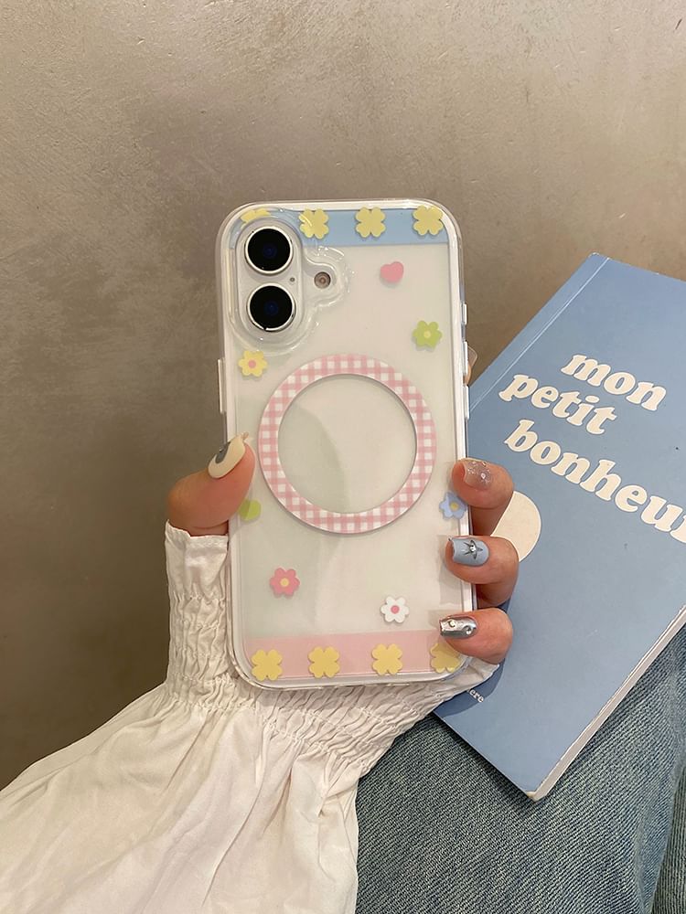 Case Set / (Compatible Stand MagSafe) Magnetic Phone Floral with