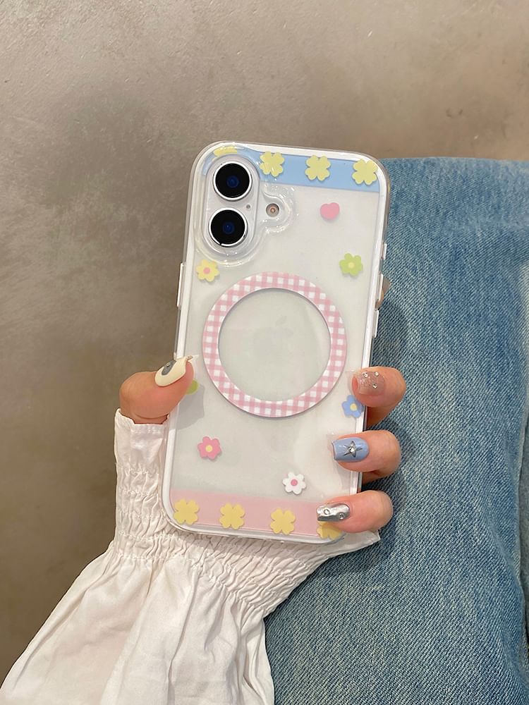 Case Set / (Compatible Stand MagSafe) Magnetic Phone Floral with