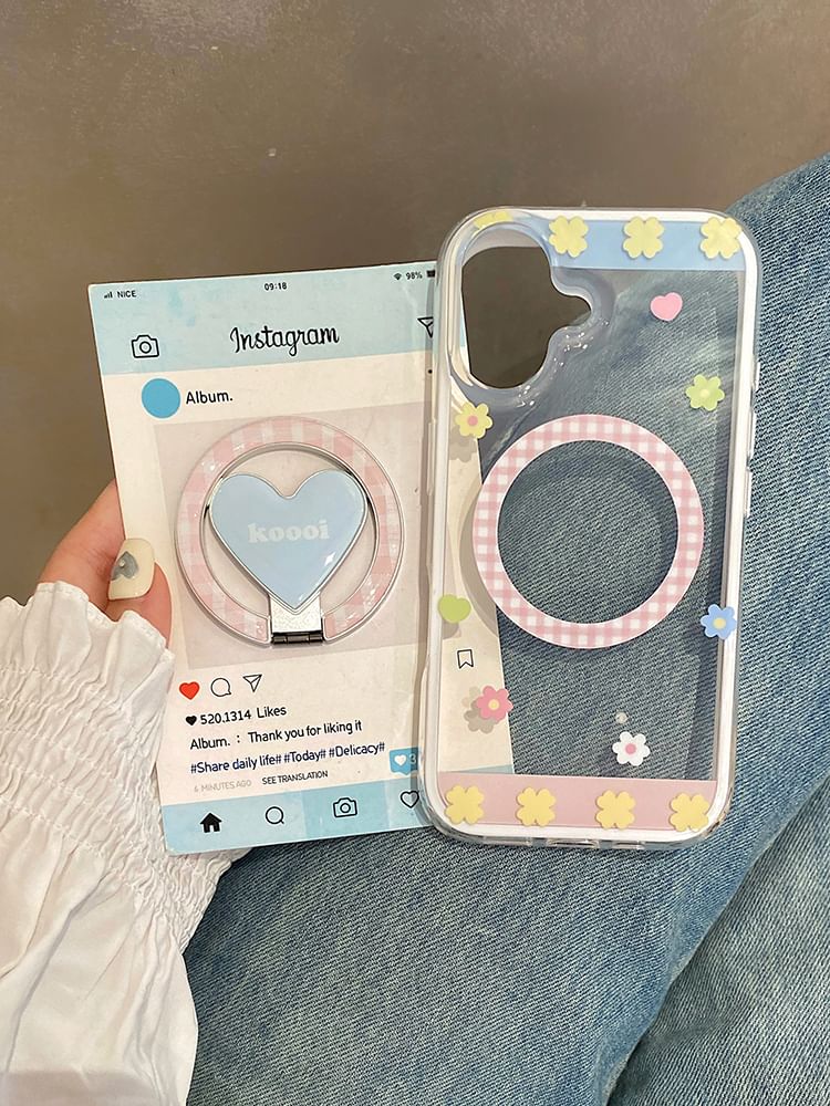 Case Set / (Compatible Stand MagSafe) Magnetic Phone Floral with