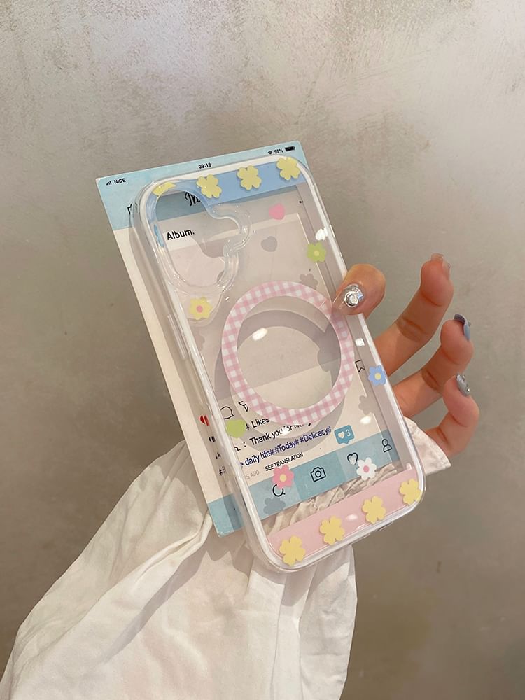 Case Set / (Compatible Stand MagSafe) Magnetic Phone Floral with