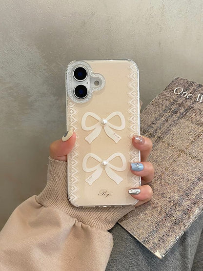 Strap Case Print Set Lace Pearl Phone Faux /