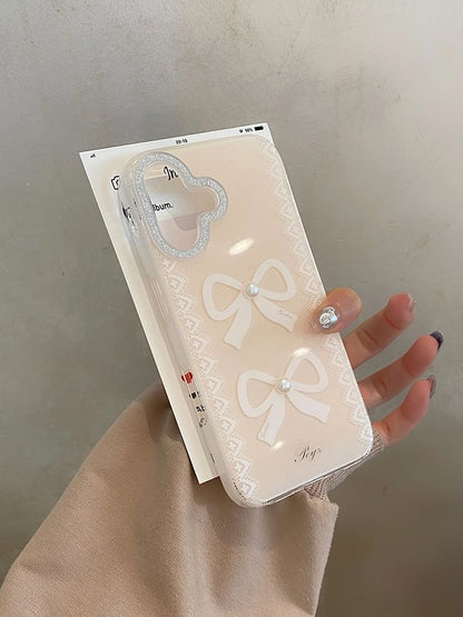 Strap Case Print Set Lace Pearl Phone Faux /