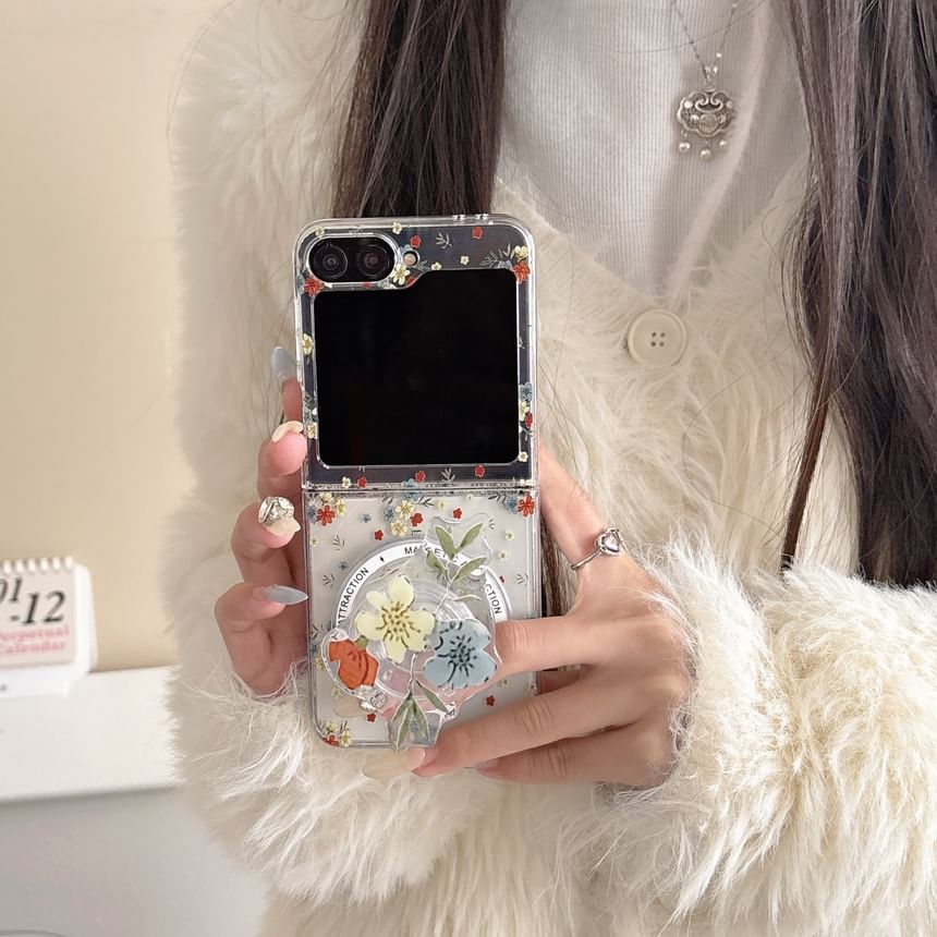 Print / Set Magnetic Suction Floral Phone Case
