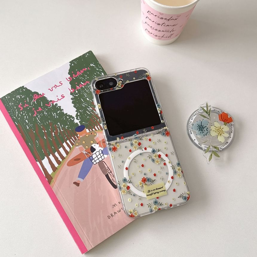 Print / Set Magnetic Suction Floral Phone Case