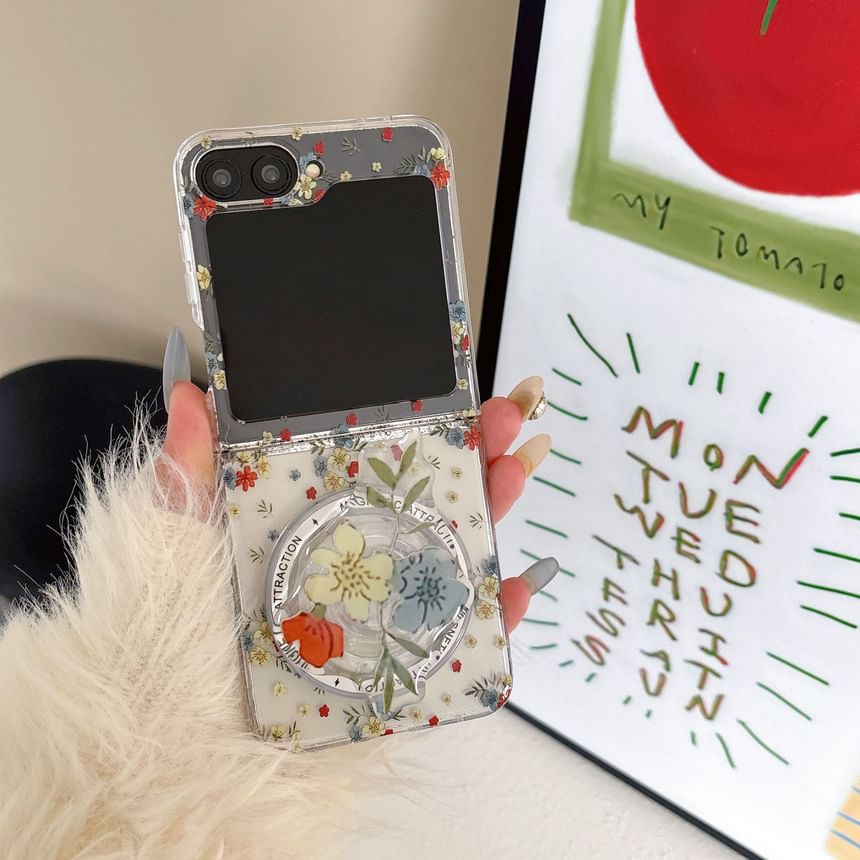 Print / Set Magnetic Suction Floral Phone Case