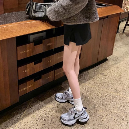 Platform Sneakers Striped Lace-Up