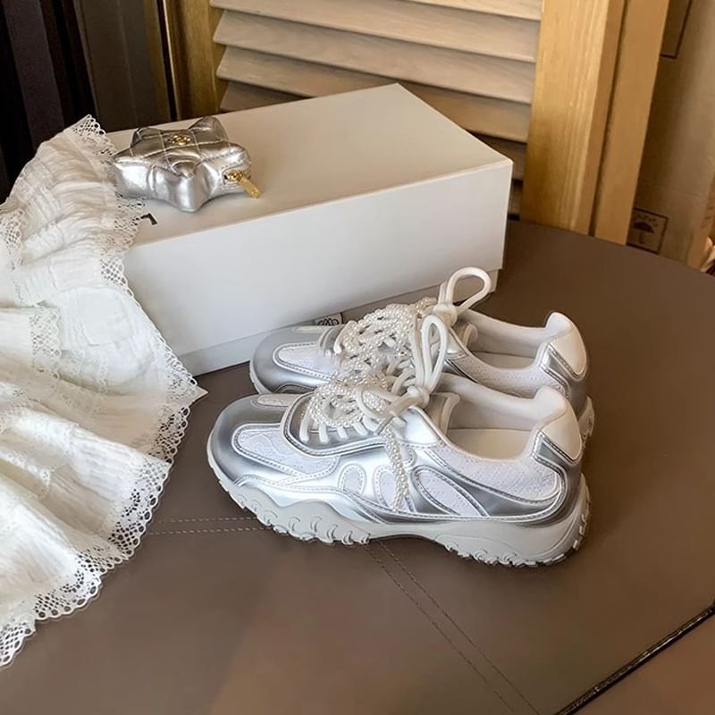 Sneakers Lace-Up Platform Patterned