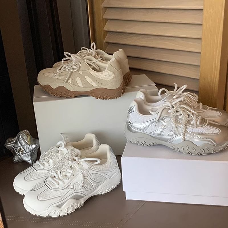 Sneakers Lace-Up Platform Patterned