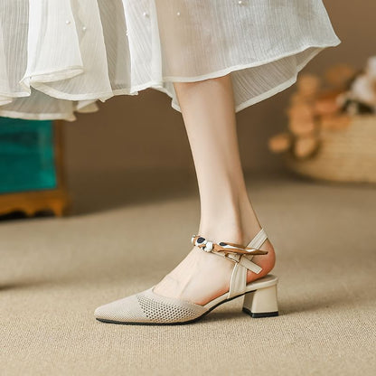 Chunky Pointed Heel Sandals