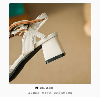 Chunky Pointed Heel Sandals