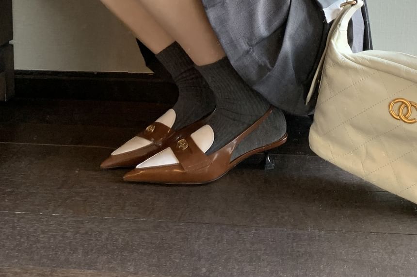 Slingback Kitten Loafers Heel Pointed Penny