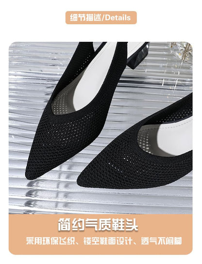 Pointed Slingback Heel Sandals Chunky