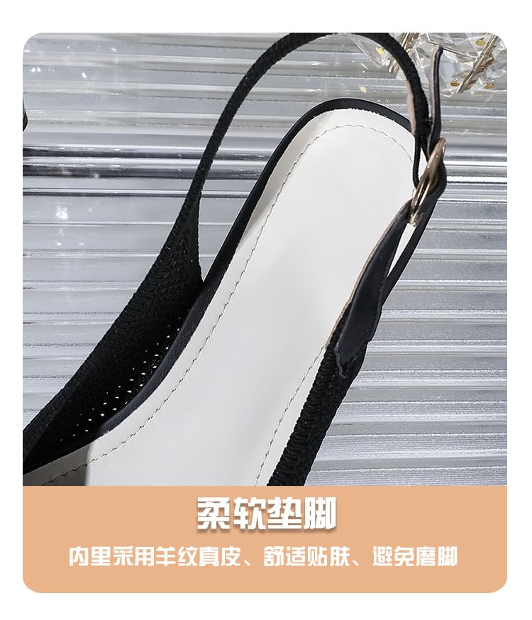 Pointed Slingback Heel Sandals Chunky