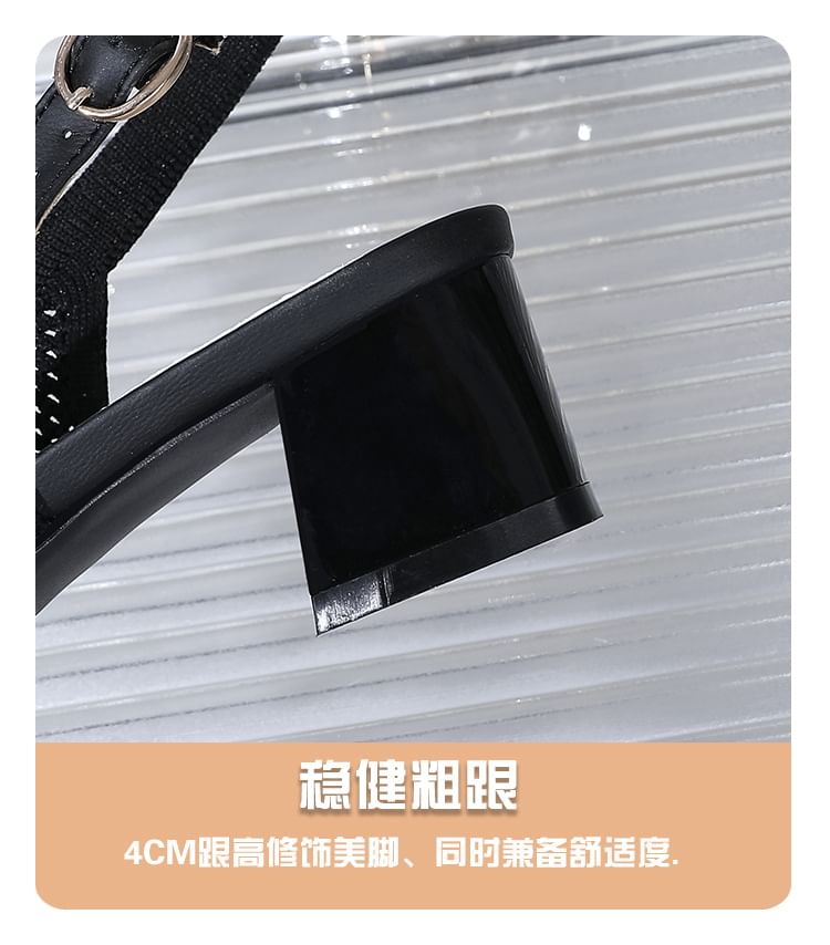 Pointed Slingback Heel Sandals Chunky