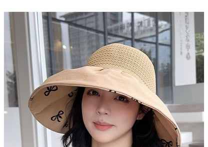 Sun Straw Hat Bow Print