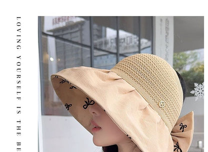Sun Straw Hat Bow Print