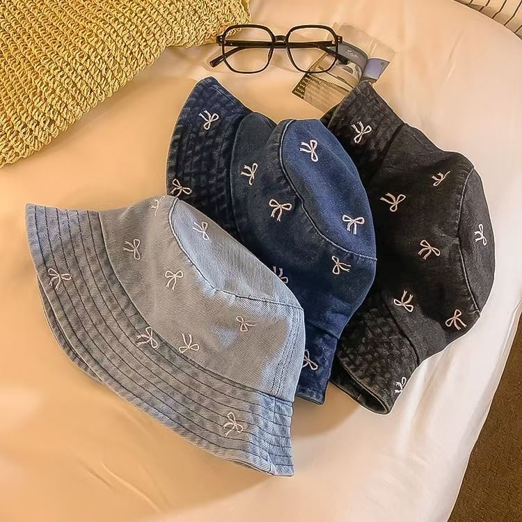 Hat Bucket Embroidered Bow