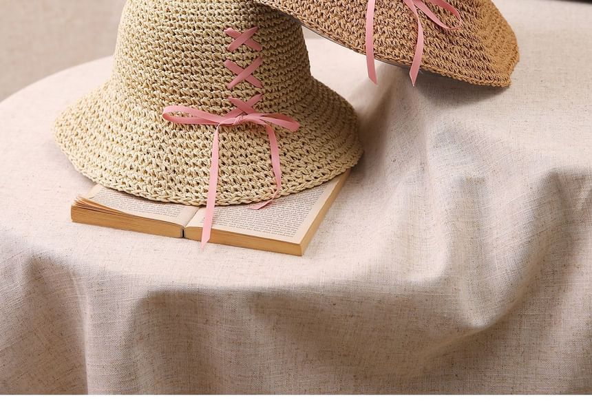 Bucket Bow Straw Hat