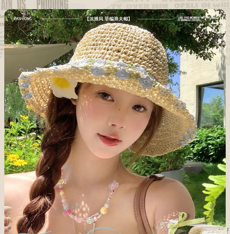 Floral Straw Hat Sun