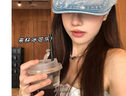 Washed Cap Denim Newsboy