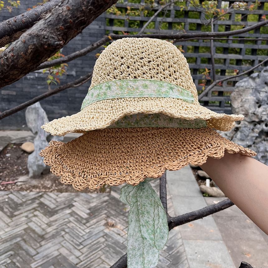 Sun Ribbon Hat Floral Straw