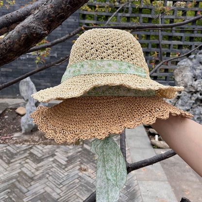 Sun Ribbon Hat Floral Straw