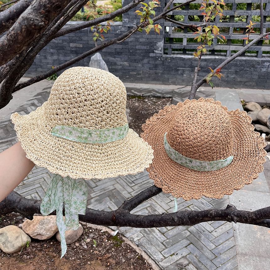 Sun Ribbon Hat Floral Straw