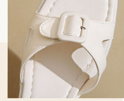 Block Heel Buckled Platform Sandals