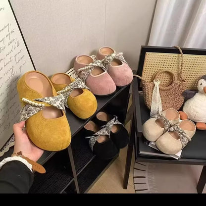 Pearl Floral Print Jane Mules Panel Faux Mary