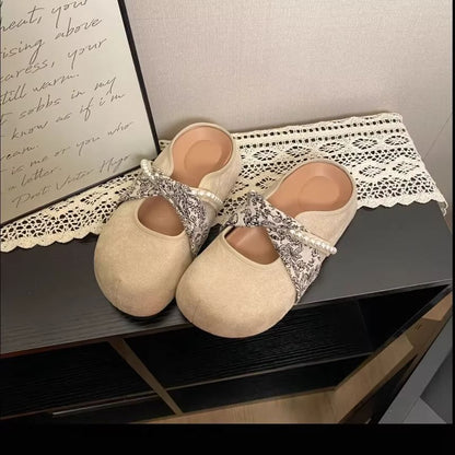 Pearl Floral Print Jane Mules Panel Faux Mary