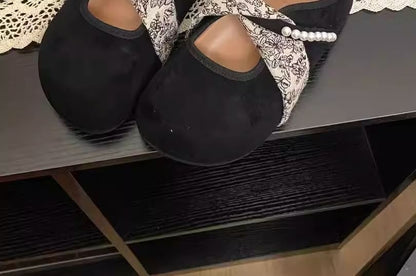 Pearl Floral Print Jane Mules Panel Faux Mary