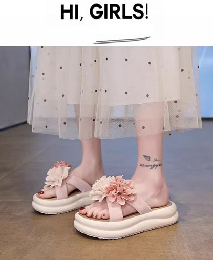 Slide Floral Platform Sandals