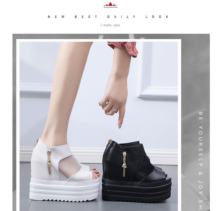 Mesh Sandals Panel Platform