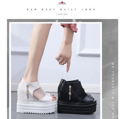 Mesh Sandals Panel Platform