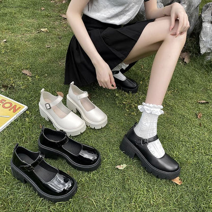 Mary Platform Chunky Pumps Heel Jane