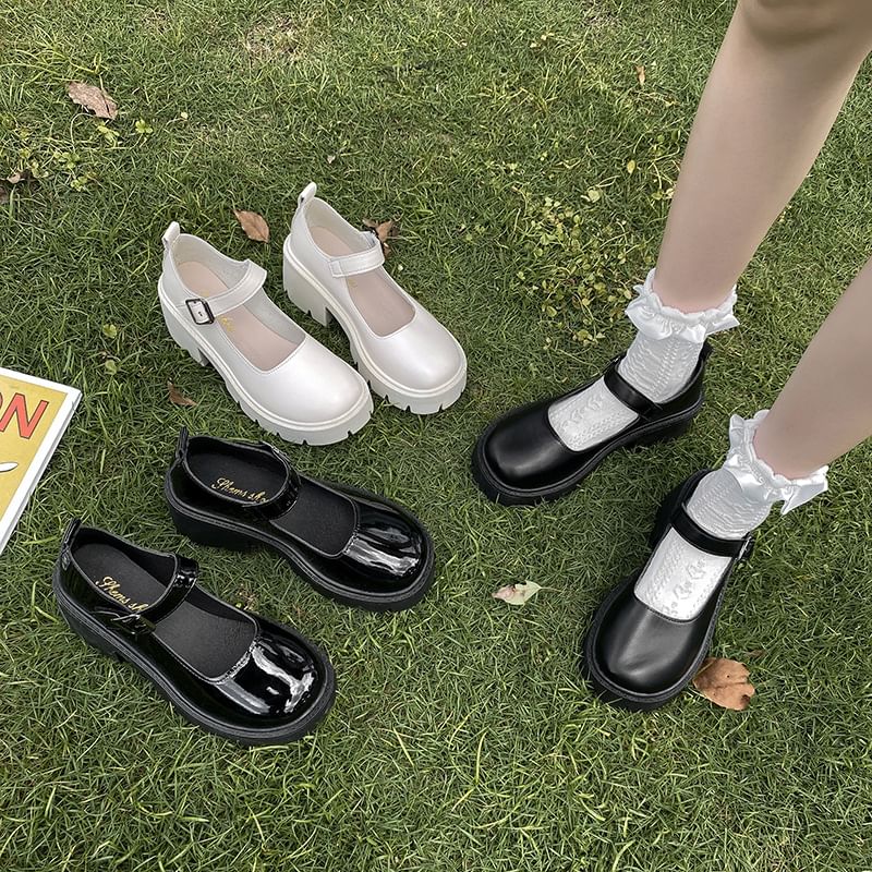 Mary Platform Chunky Pumps Heel Jane