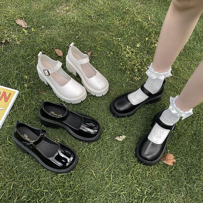 Mary Platform Chunky Pumps Heel Jane