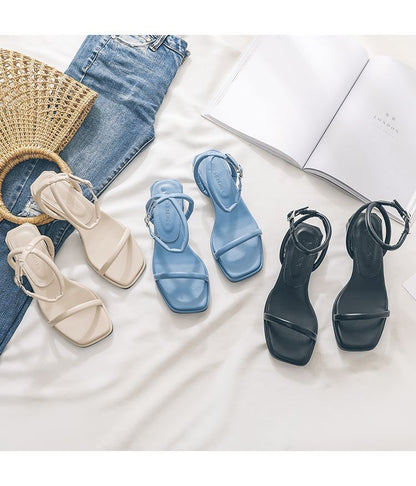 Ankle Sandals Chunky Strap Heel