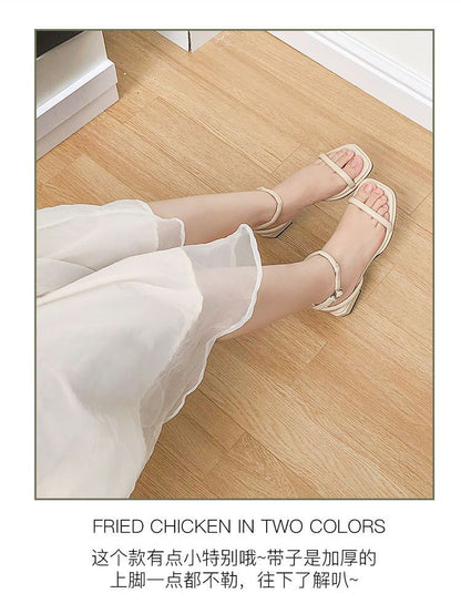 Ankle Sandals Chunky Strap Heel